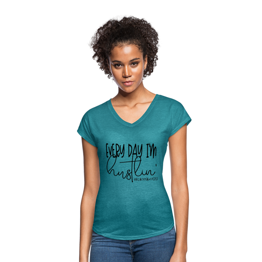 Every Day I'm Hustlin' T-Shirt - heather turquoise